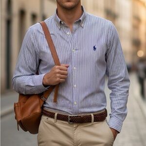 Ralph Lauren dark blue and purple Striped Button Down Shirt